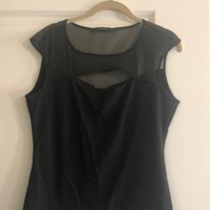 Black mesh cutout top